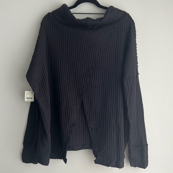 NWT Free People Juicy Long Sleeve Open Back Top Black Large - Picture 4 of 10